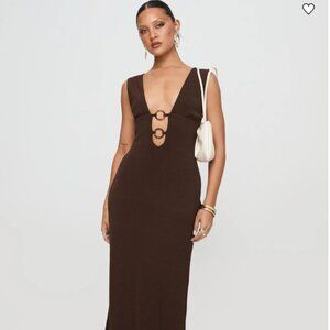 NWOT Princess Polly Steward maxi dress in chocolate